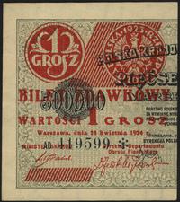 1 grosz 28.04.1924, lewa połówka, seria AD z gwi
