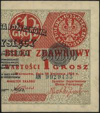 1 grosz 28.04.1924, prawa połówka, seria AN, num