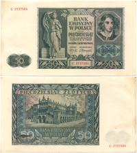 50 złotych 1.08.1941, seria C, zażółcenie lewego