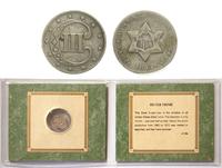 3 centy srebrne 1852, Filadelfia, moneta z certy