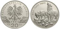 20 złotych 1999, Warszawa, Wilki, moneta w kapsl