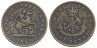 1 pens (token) 1857, BANK OF UPPER CANADA, miedź