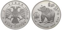 3 ruble 1993, Moskwa, Ochrona przyrody - Miś, sr