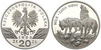 20 złotych 1999, Wilk, moneta w idealnym stanie 