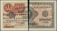 1 grosz 28.04.1924, lewa część, seria BB i numer