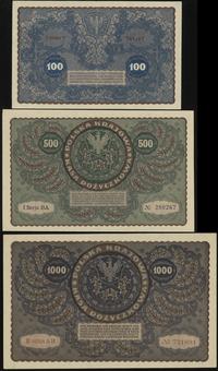 lot: 100, 500, 1.000 marek polskich 1919/1920, 1