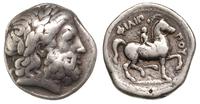 tetradrachma 336-329 pne, Pella, Aw: Głowa Zeusa