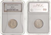 1 korona 1915, srebro, moneta w pudełku NGC z ce