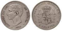 5 peset 1876/M, Madryt, srebro 24.96 g, Dav. 339