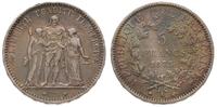 5 franków 1875/A, Paryż, srebro, tęczowa patyna,
