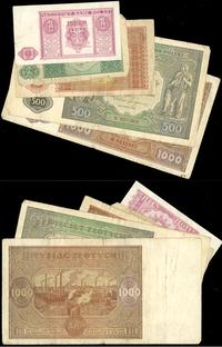lot: 1, 2, 10, 500, 1.000 złotych 1946, w zestaw