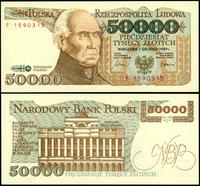 50.000 złotych 1.12.1989, seria F, wyśmienite, M