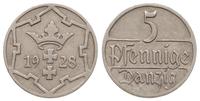 5 fenigów 1928, Berlin, miedzionikiel, rzadki ro