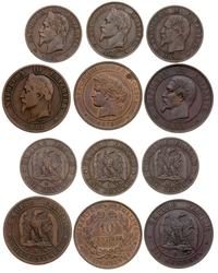 zestaw 6 monet francuskich różne lata, w zestawi