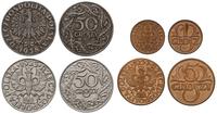 zestaw monet międzywojennych, 1 grosz 1935, 5 gr