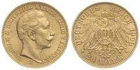 20 marek 1909/J, Hamburg, złoto 7.96 g, rzadsze,