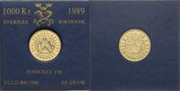 1.000 koron 1989, Hokej, złoto "900" 5.80 g, mon