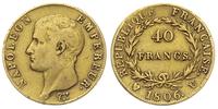 40 franków 1806 / U, Turyn, złoto 12.83 g, wybit