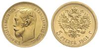 5 rubli 1901 ФЗ, Petersburg, złoto 4.30 g, Kazak