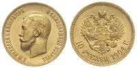 10 rubli 1904/AP, Petersburg, złoto 8.59 g, rzad