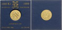 1.000 koron 1989, Hokej, złoto "900" 5.80 g, ste