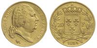 20 franków 1824/W, Lille, złoto 6.35 g, Gadoury 