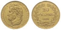 20 franków 1836/A, Paryż, złoto 6.41 g, Gadoury 