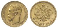 5 rubli 1903/AP, Petersburg, złoto 4.29 g, piękn