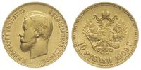 10 rubli 1909, Petersburg, złoto 8.59 g, rzadki 