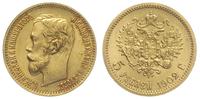 5 rubli 1902, Petersburg, złoto 4.30 g, ładna st