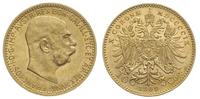10 koron 1909, Wiedeń, złoto 3.38 g, pod popiers