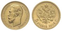 5 rubli 1904 / AP, Petersburg, złoto 4.29 g, Kaz