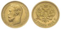 5 rubli 1904/AP, Petersburg, złoto 4.27 g, Kazak