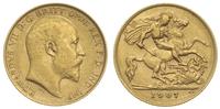 1/2 funta 1907, Londyn, złoto 3.95 g, Spink 3974