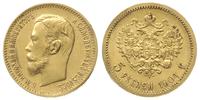 5 rubli 1904/AP, Petersburg, złoto 4.29 g, Kazak
