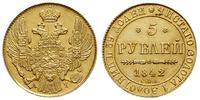 5 rubli 1842/АЧ, Petersburg, złoto 6.49 g, piękn