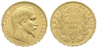20 franków 1859/A, Paryż, złoto 6.45 g, Fb. 573