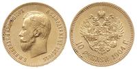 10 rubli 1904/AP, Petersburg, złoto 8.60 g, rzad