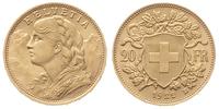 20 franków 1922/B, Berno, złoto 6.44 g, piękne