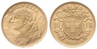 20 franków 1947/B, Berno, złoto 6.45 g, piękne
