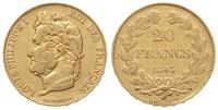 20 franków 1843/W, Lille, złoto 6.42 g, Gadoury 