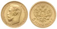 5 rubli 1904/AP, Petersburg, złoto 4.30 g, Kazak