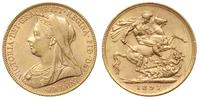 1 funt 1897/M, Melbourne, złoto ''916'', 7.98 g,