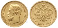 5 rubli 1903/AP, Petersburg, złoto 4.30 g, Kazak