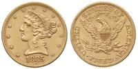 5 dolarów 1885, Filadelfia, złoto 8.34 g, Fr. 14