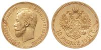 10 rubli 1901/AP, Petersburg, złoto 8.60 g, pięk