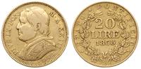 20 lirów 1868/R, Rzym, złoto 6.36 g