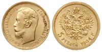 5 rubli 1904, Petresburg, złoto 4.29 g, piękne, 