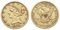 5 dolarów 1901/S, San Francisco, złoto 8.33 g