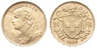 20 franków 1935 / B, Berno, złoto 6.45 g, piękne